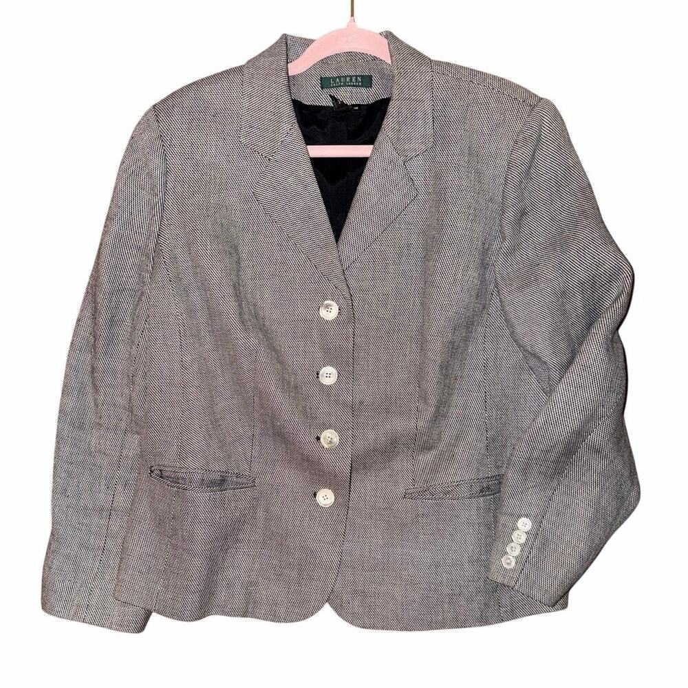 Lauren Ralph Lauren 100% linen button up blazer jacket plus size 14W classic